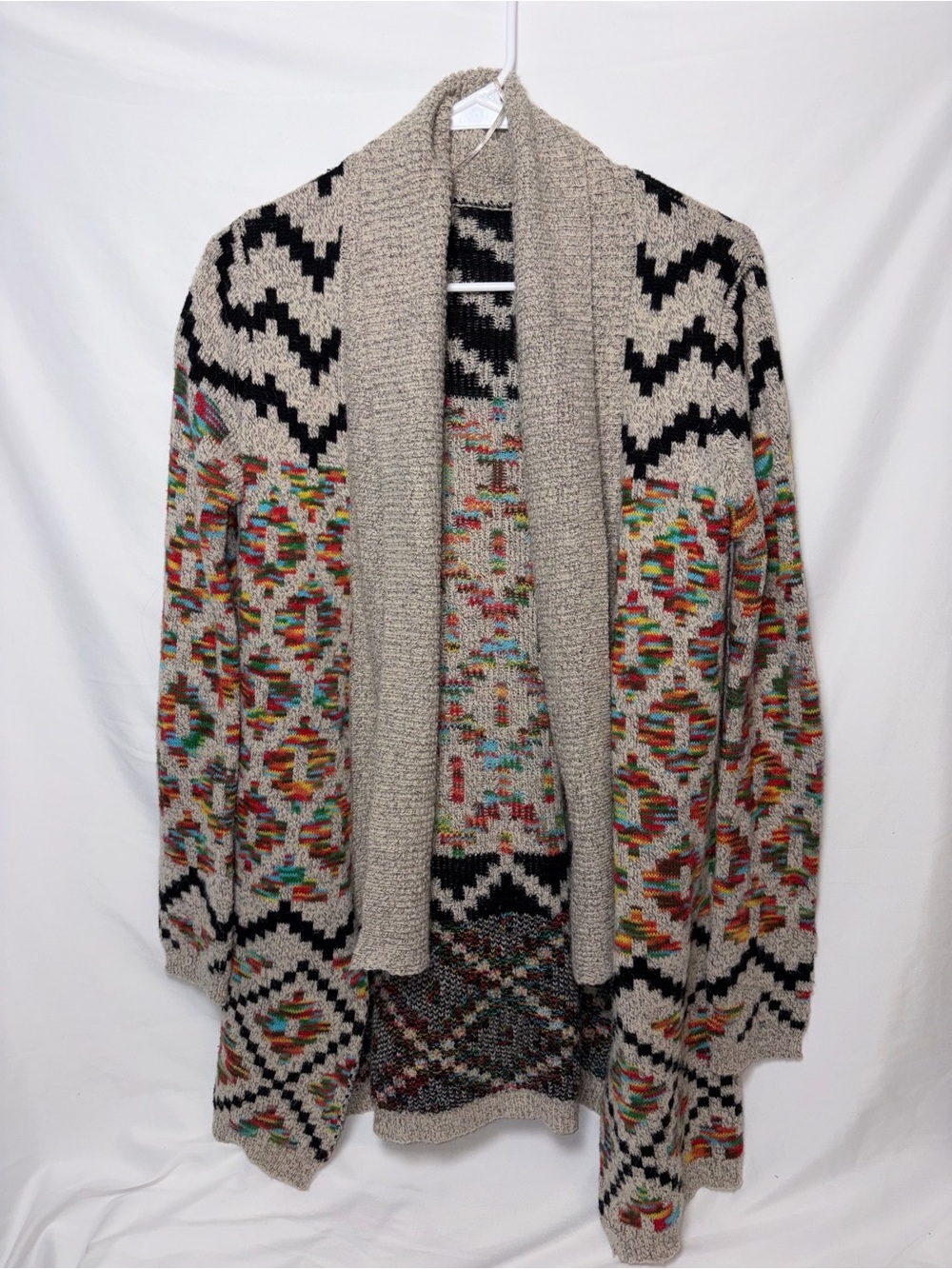 Love By Design Duster Style Cardigan Geometric/Aztec Design Southwestern Boho Sm